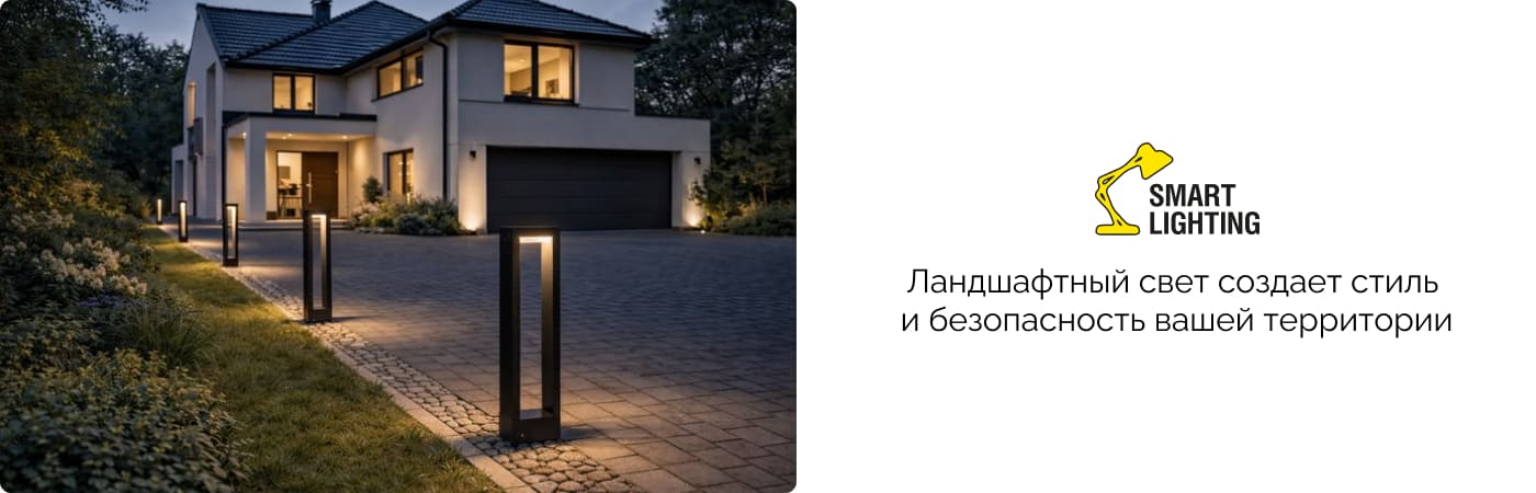 ландшафтное освещение двора частного дома или коммерческой территории